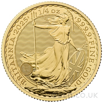Tube of 25 2025 Quarter Ounce Britannia Gold Coins