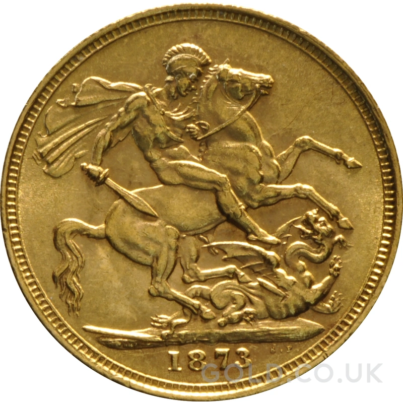 1873 Gold Sovereign Coin Queen Victoria Young Head Melbourne
