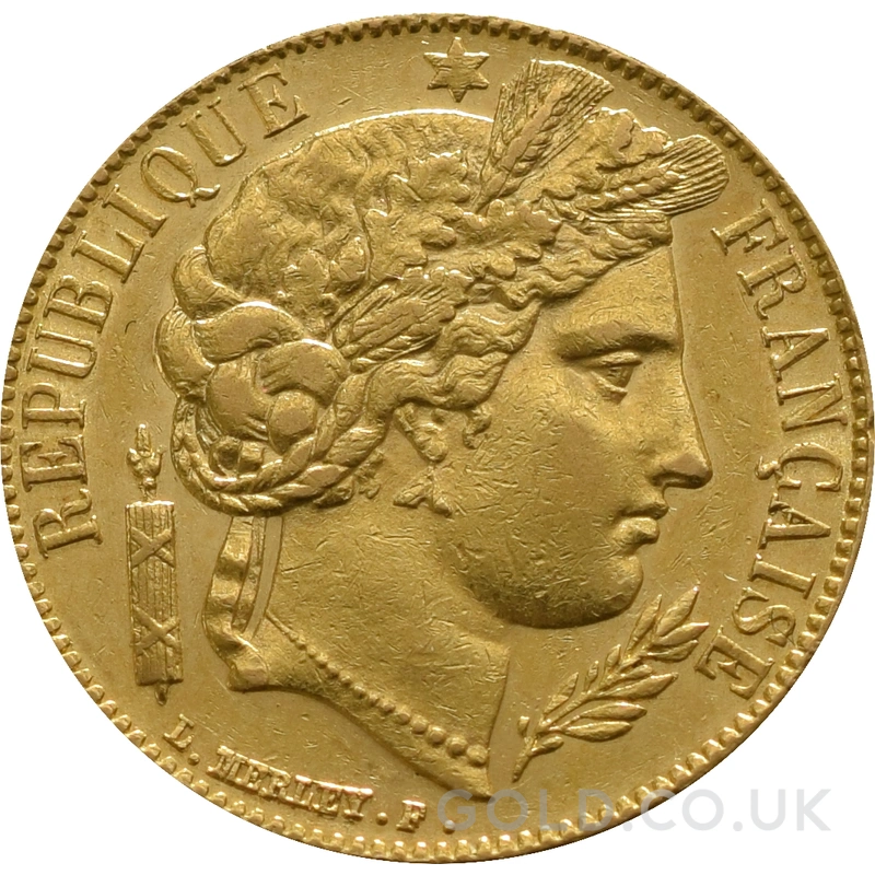 French 20 Francs Gold Coin Ceres
