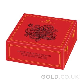 2024 Royal Mint 5oz Year of the Dragon Proof Gold Coin Boxed