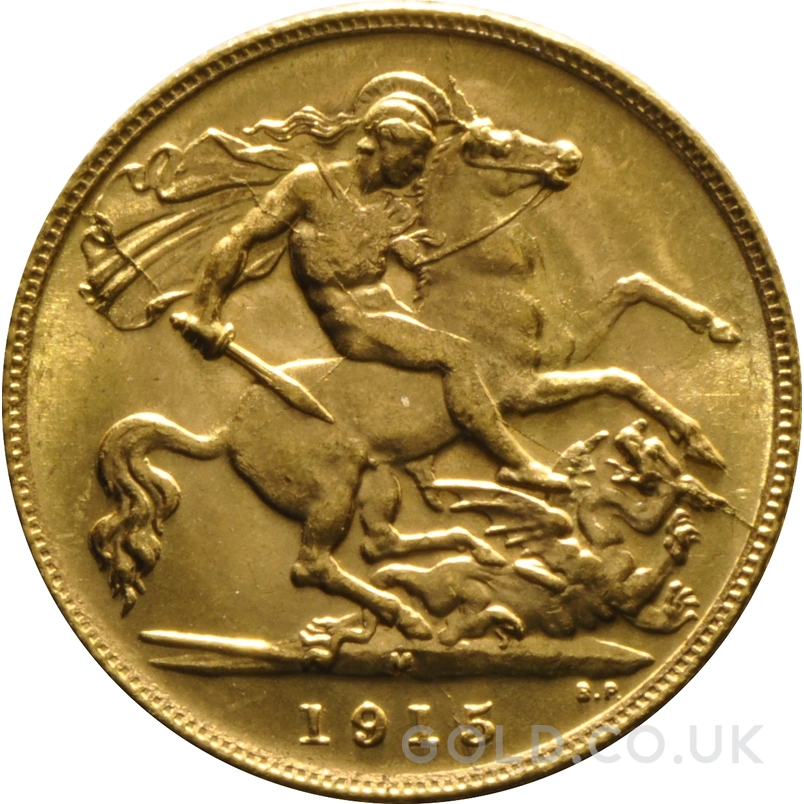 1915 Gold Half Sovereign George V Melbourne