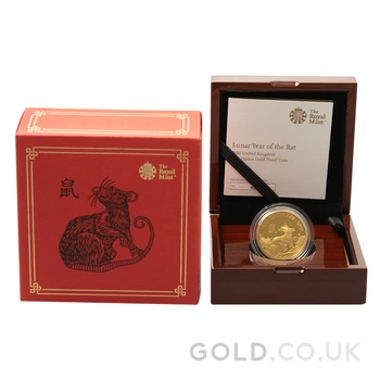 2020 Royal Mint 1/4oz Year of the Rat Proof Gold Coin Boxed
