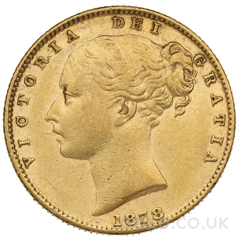 1878 Gold Sovereign Coin Queen Victoria Young Head Shield Back Sydney