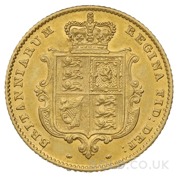 1842 Gold Half Sovereign Queen Victoria Young Head Shield Back