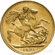 1891 Gold Sovereign Coin Victoria 