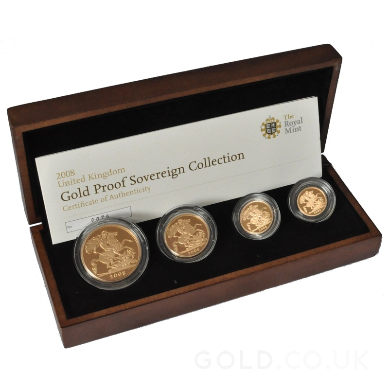2008 Proof Gold Sovereign 4 Coin Set Boxed