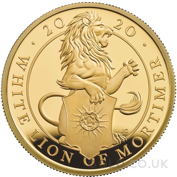 2020 1oz White Lion of Mortimer Gold Coin Queen's Beasts Proof Boxed