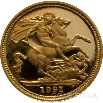 1991 Proof Gold Half Sovereign Boxed