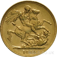 1884 Gold Sovereign Coin Victoria (S)
