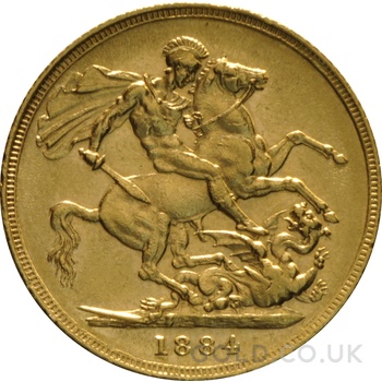 1884 Gold Sovereign Coin Queen Victoria Young Head Sydney