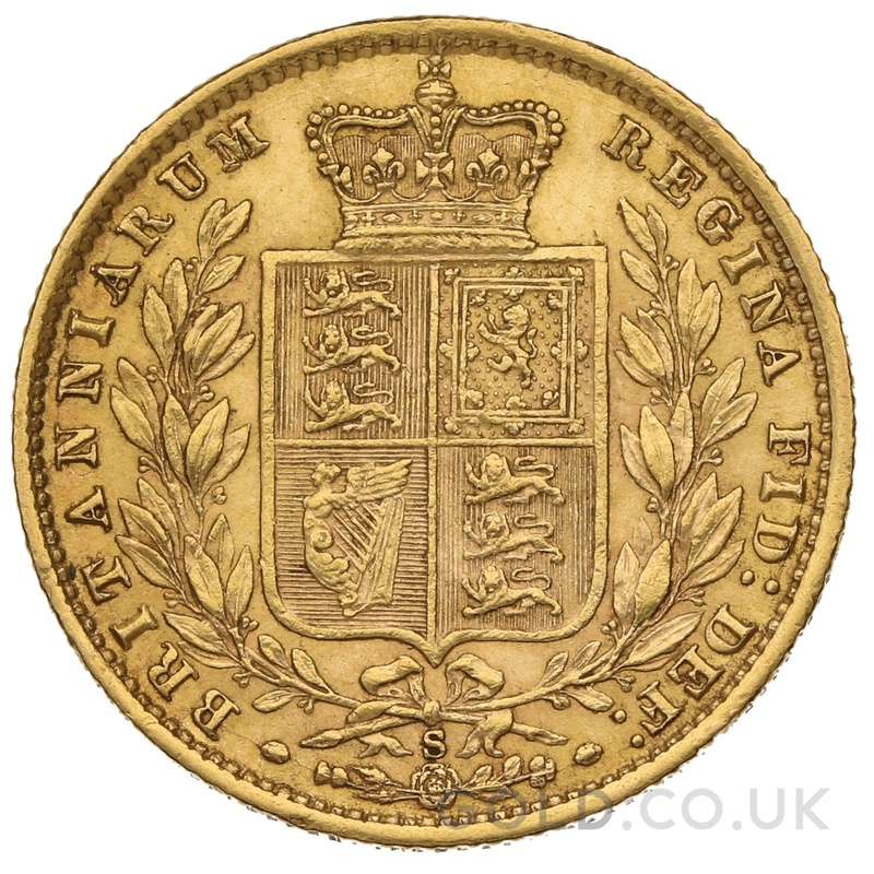 1877 Gold Sovereign Coin Queen Victoria Young Head Shield Back Sydney