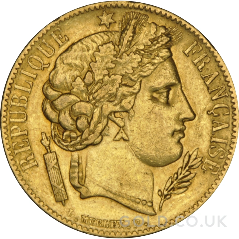 1849 French 20 Francs Gold Coin Ceres A NGC AU53