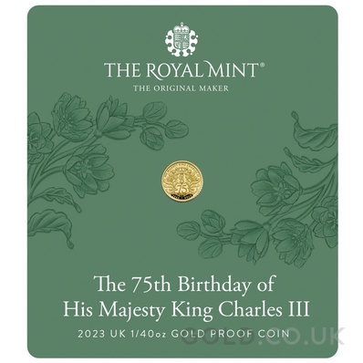 2023 75th Birthday of King Charles III 1/40oz Gold Proof Coin