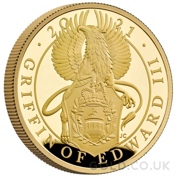 2021 Proof 1oz Griffin of Edward III Gold Coin Queen's Beasts Boxed
