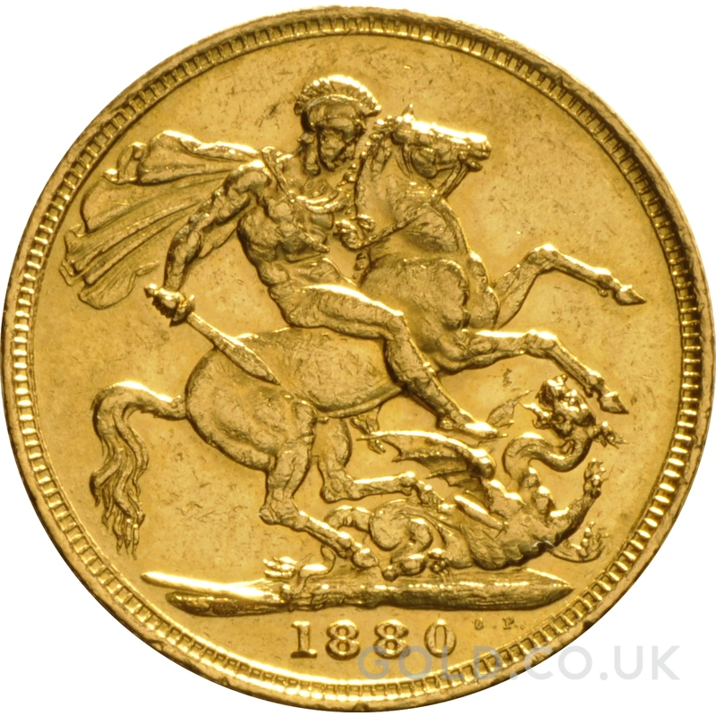 1880 Gold Sovereign Coin Queen Victoria Young Head Melbourne