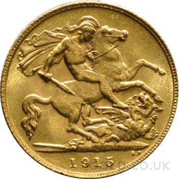 1915 Gold Half Sovereign George V