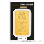 100g Argor-Heraeus Gold Bar Minted