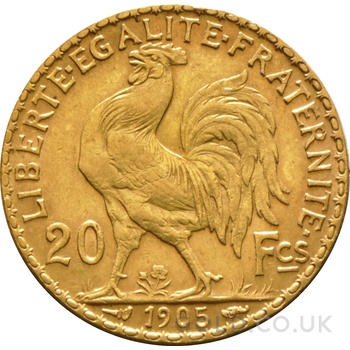 French 20 Francs Gold Coin Marianne Rooster Original 1899 1906