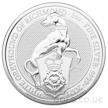 2021 2oz White Greyhound of Richmond Silver Coin Queen's Beasts