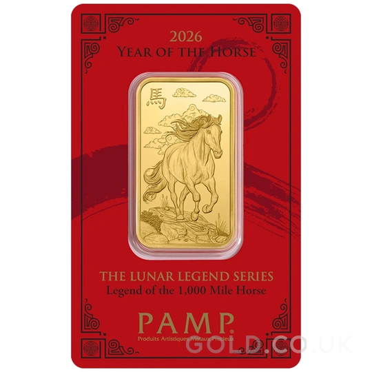 1oz Gold Bar 2026 Year of the Horse PAMP