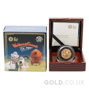 2019 Wallace and Gromit Fifty Pence 50p Proof Gold Coin Boxed