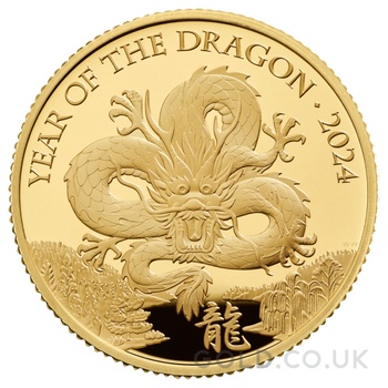 2024 Royal Mint 1/4oz Year of the Dragon Proof Gold Coin Boxed