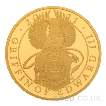 2021 Proof 5oz Griffin of Edward III Gold Coin Queen's Beasts Boxed