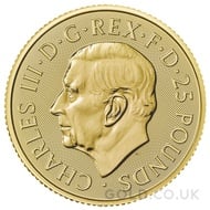 Tube of 25 Quarter Ounce Gold Britannia Coins (2024)