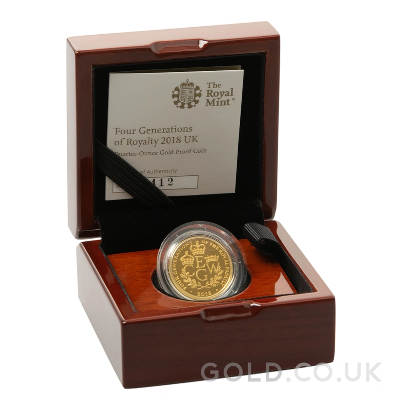 2018 1/4oz Four Generations of Royalty Proof Gold Coin Boxed