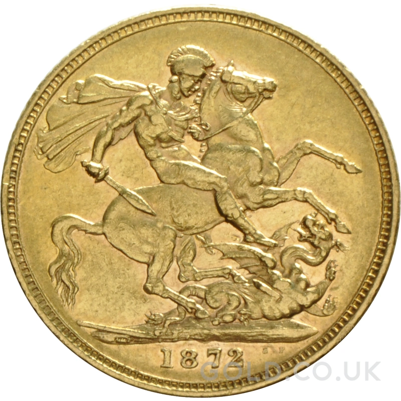 1872 Gold Sovereign Coin Queen Victoria Young Head Melbourne