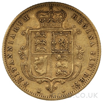 1874 Gold Half Sovereign Queen Victoria Young Head Shield Back