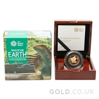 2020 Dinosaurs Collection Hylaeosaurus Fifty Pence 50p Proof Gold Coin Boxed