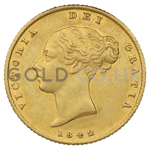 1842 Victoria Young Head Shield Back Gold Half Sovereign (London Mint)