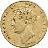 1828 Gold Half Sovereign Coin George IV