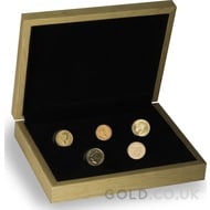 5 x Gold Sovereign Portrait Set Gift Boxed