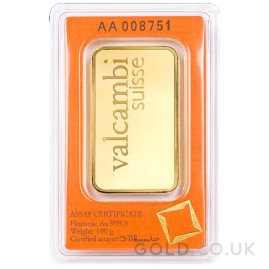 100g Gold Bar Valcambi