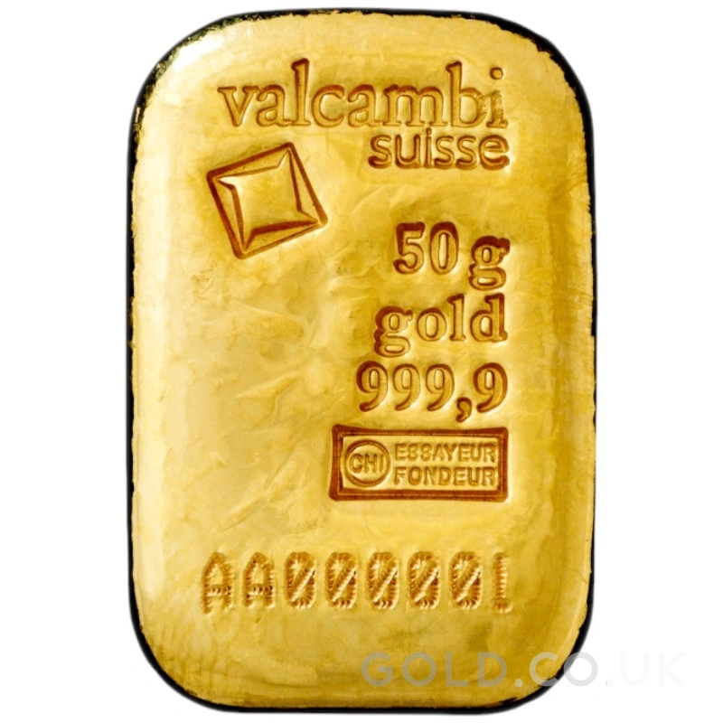 50g Gold Bar Valcambi Cast