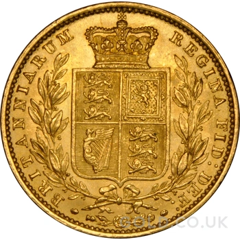 1853 Gold Sovereign Coin Queen Victoria Young Head Shield Back NGC MS62