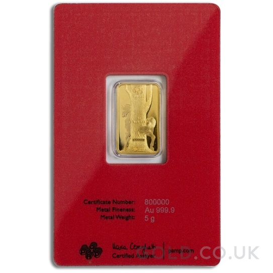 5g Gold Bar Year of the Horse PAMP