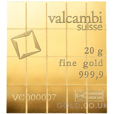 20 x 1g Gold Bar Valcambi CombiBar