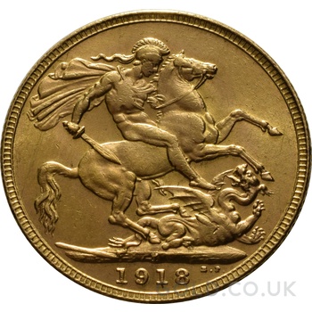 1918 Gold Sovereign Coin George V India