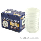 Lindner 1oz Gold Coin 33mm Capsules (Box of 10)