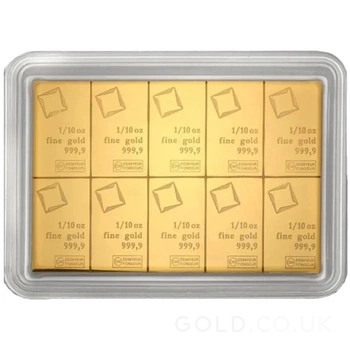 10 x 1/10oz Gold Bar CombiBar Valcambi