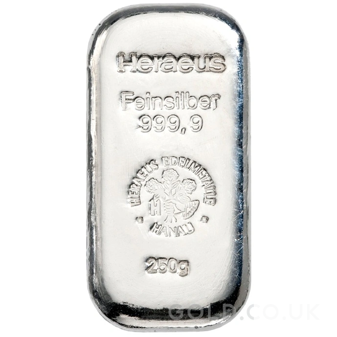 250g Silver Bar Heraeus