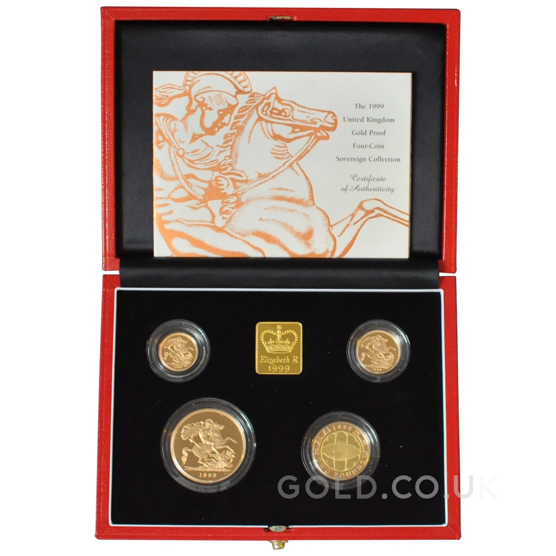 1999 Proof Gold Sovereign 4 Coin Set Boxed