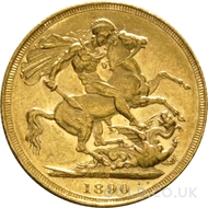 1890 Gold Sovereign Coin Victoria (S)