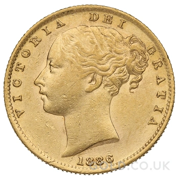 1886 Gold Sovereign Coin Queen Victoria Young Head Shield Back Sydney