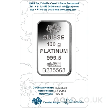 100g Platinum Bar PAMP Minted