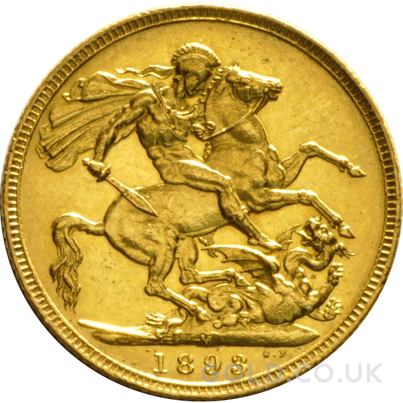 1893 Gold Sovereign Coin Queen Victoria Old Head Melbourne