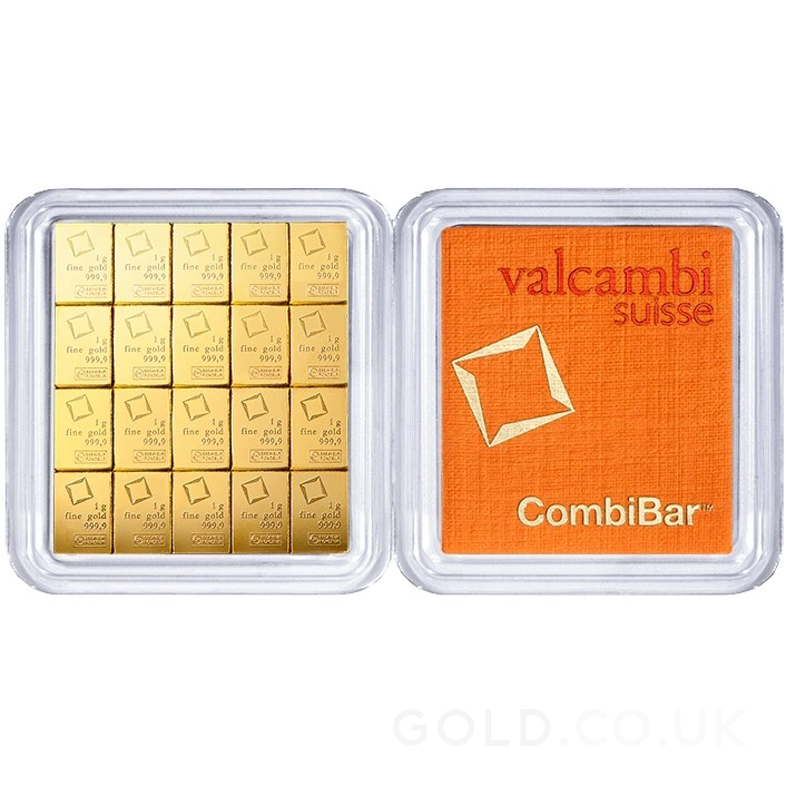 20 x 1g Gold Bar Valcambi CombiBar